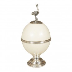 Pair of ostrich egg decorative boxes